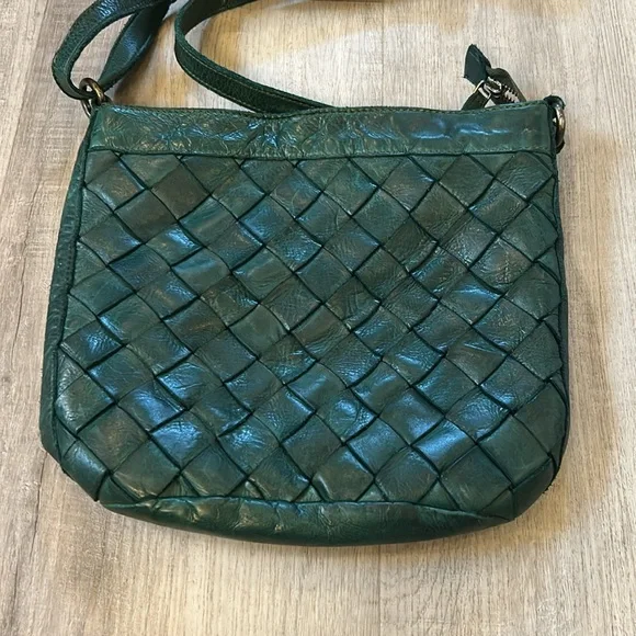 Anthropologie Vilenca Holland Green Leather Wove Bag - Picture 2 of 10